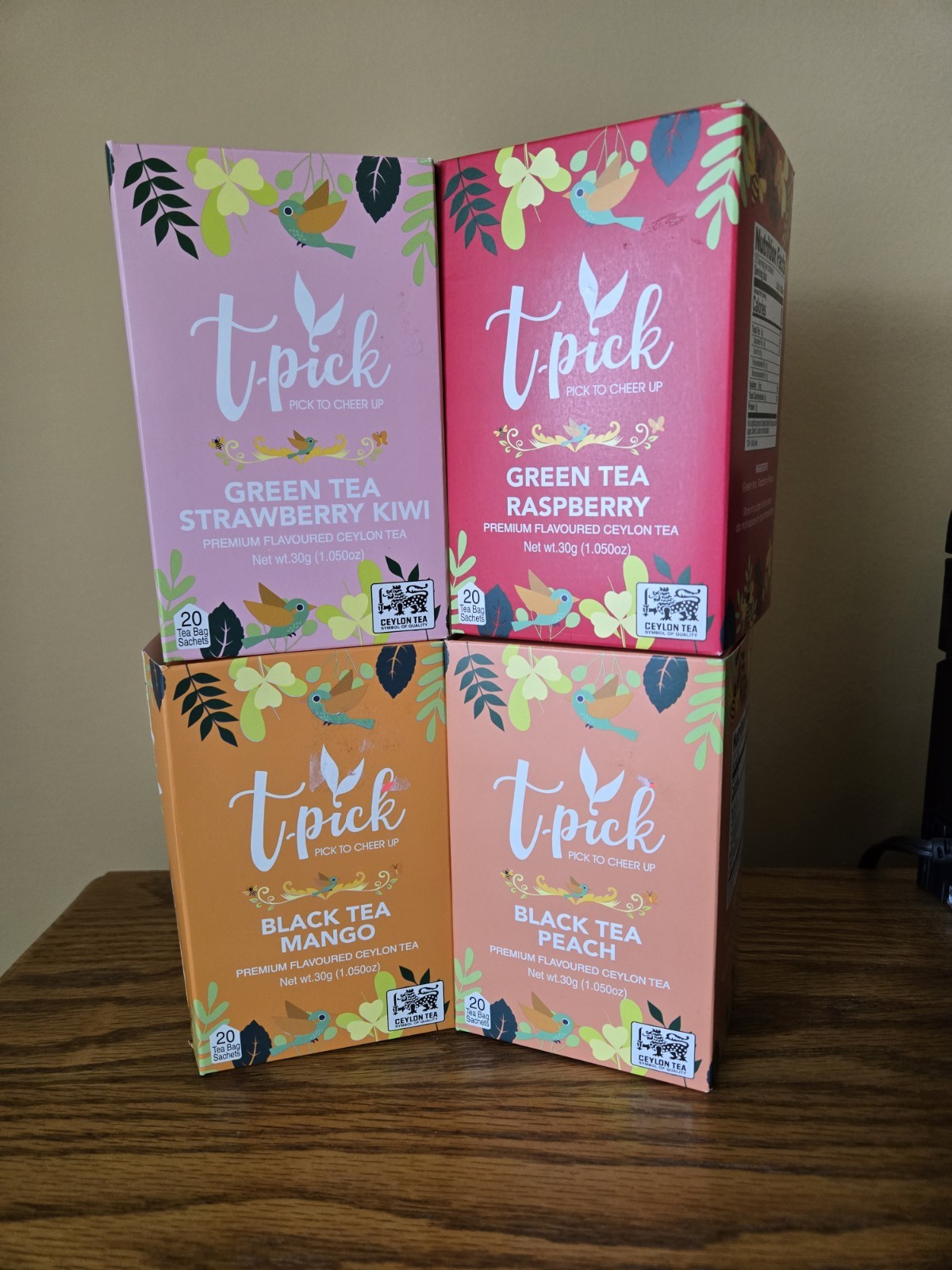 New Lot Of 4 t-pick Black & Green Ceylon Tea Bags 80 Bags Total Exp:10/01/2029