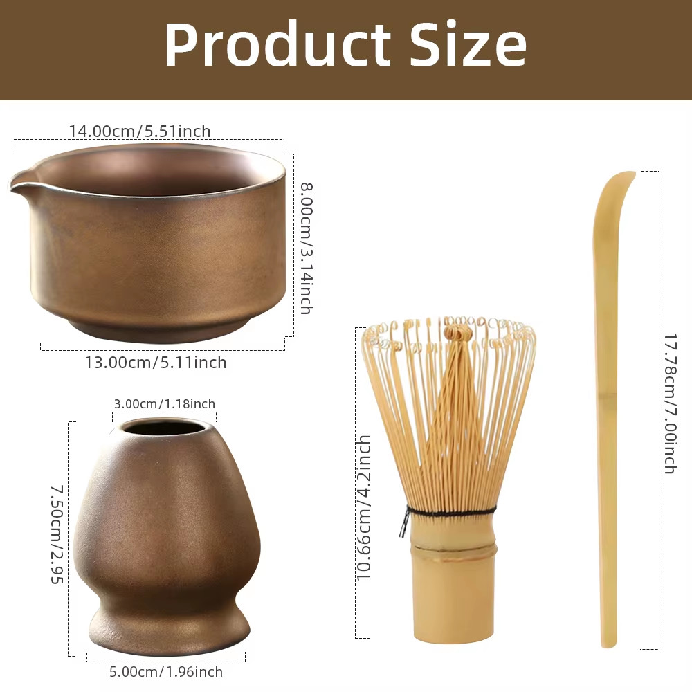4PCS Japanese Matcha Tea Set Safe Bamboo Whisk Teaspoon Tea Sets Indoor Beverage