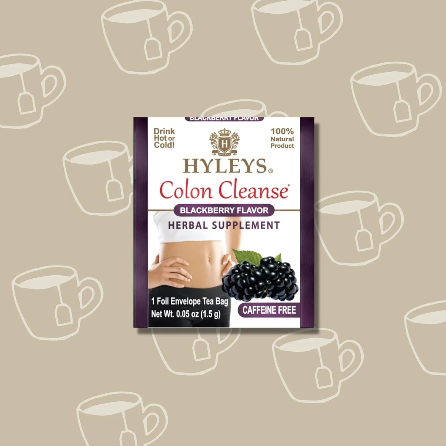 Hyleys Colon Cleanse Tea Blackberry Flavor – 50 Tea Bags (1 Pack)