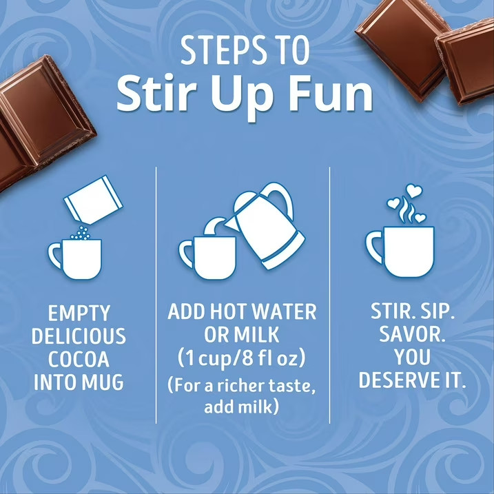 Swiss Miss Cocoa Milk Chocolate, No Sugar Added Envelopes, Hot Cocoa Mix, 60 ct.