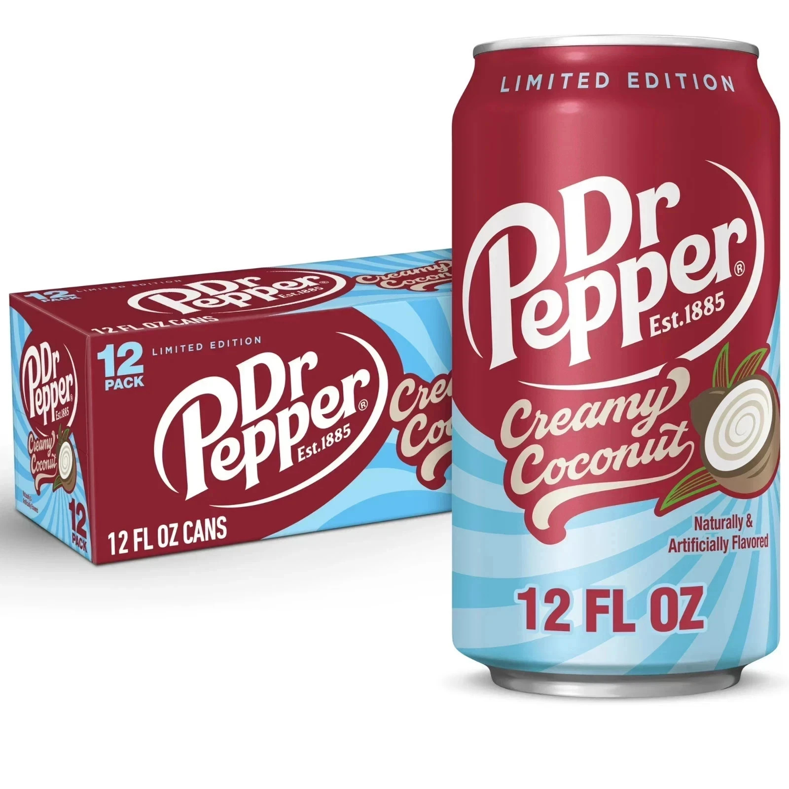 Share Dr Pepper Creamy Coconut Soda Pop, 12 Fl Oz, 12 Pack Cans Free Shipping