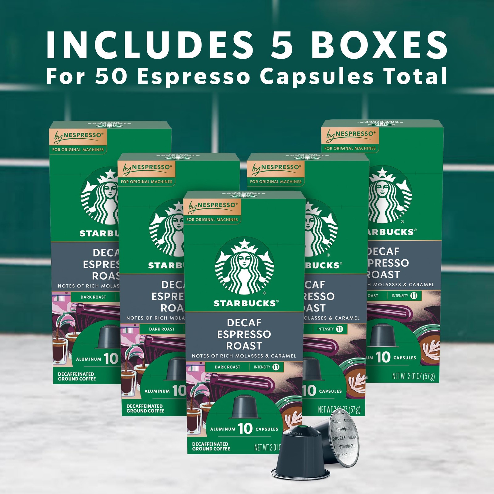 De Nespresso Decaf Dark Roast Espresso (Capsulas Individuales De 50 Unidades…