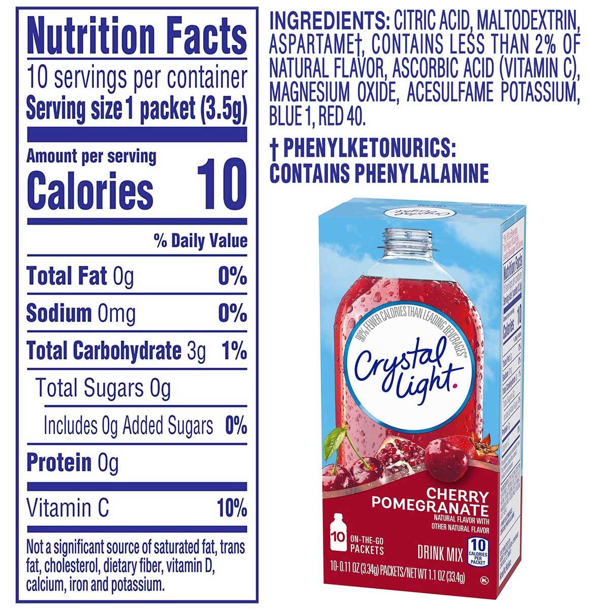 Crystal Light Cherry Pomegranate Drink Mix Powder Packets – 10 Ct – EACH