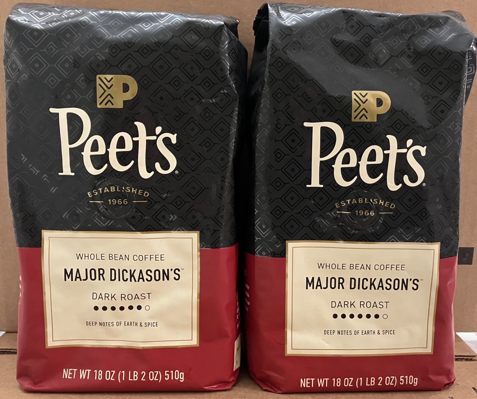 Peet’s Major Dickason’s Blend Whole Bean Coffee 2 Large Packages Dark Roast
