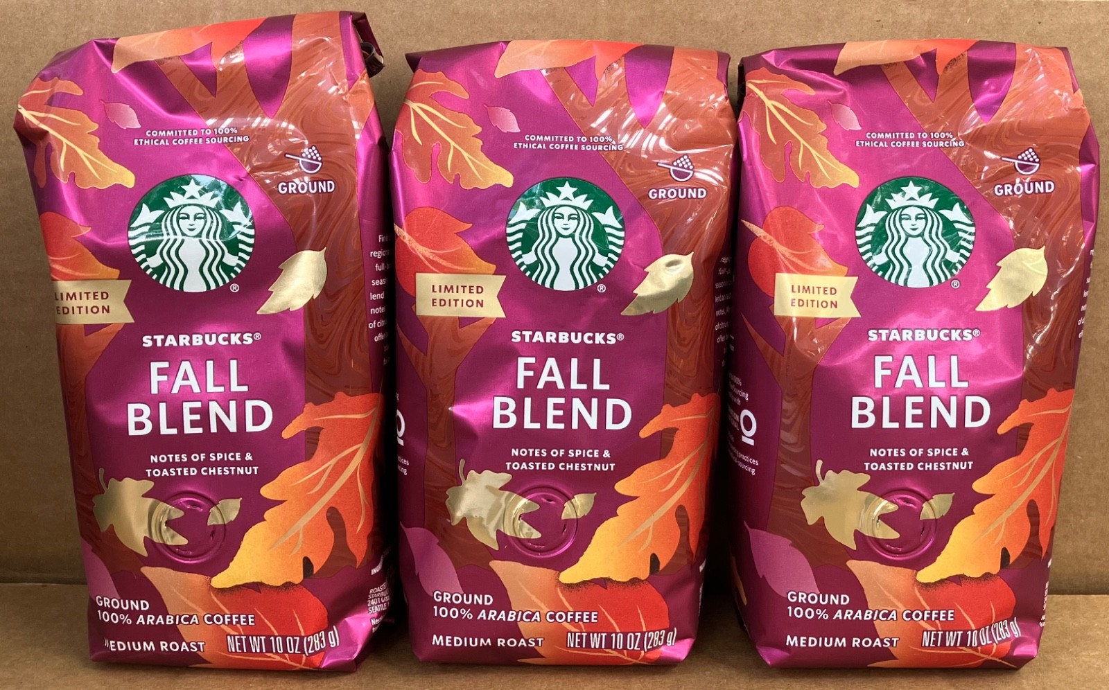 Starbucks Fall Blend Ground Coffee 3 Packages Medium Roast 2026 Limited Edition