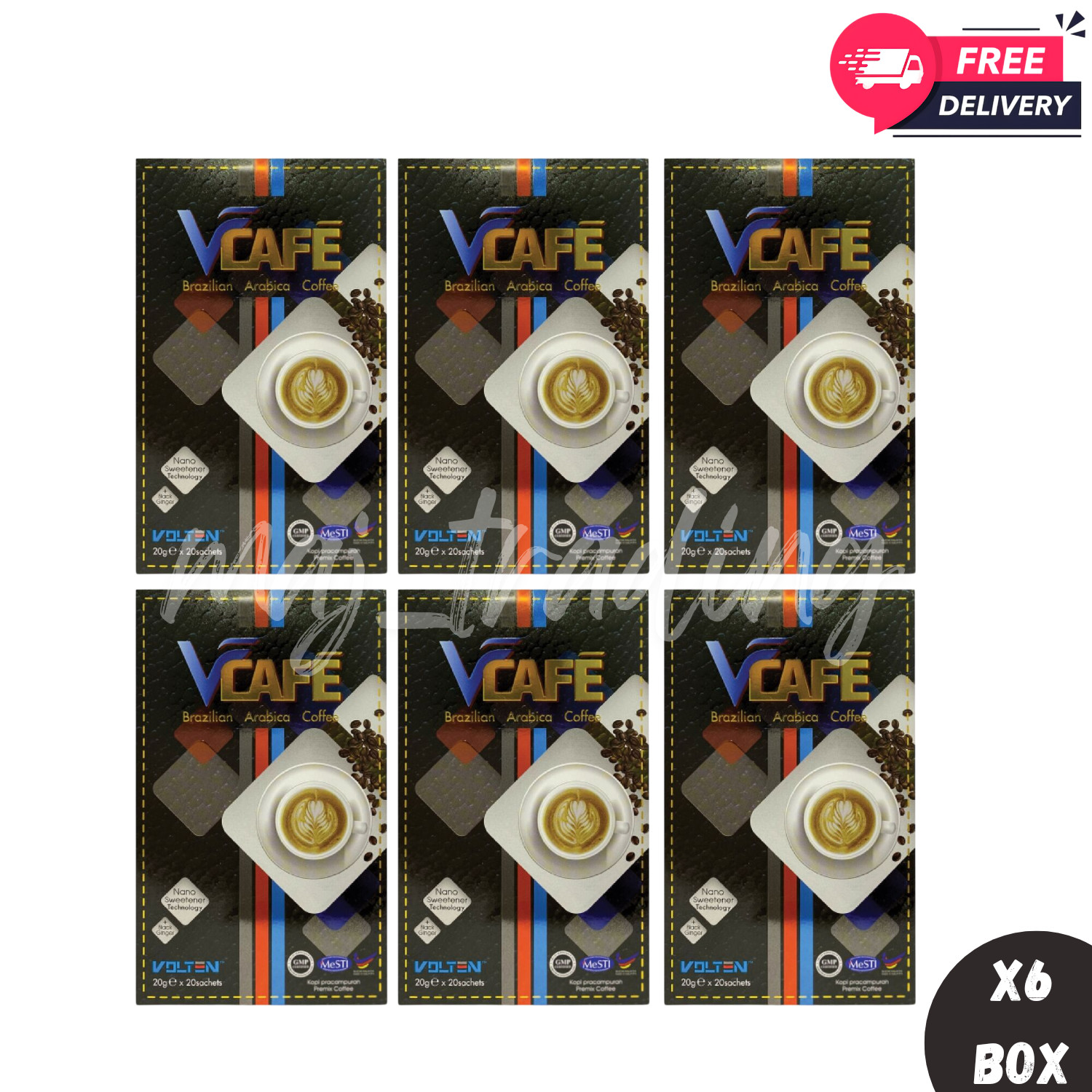 6 Box Brazilian Arabica Coffee Black Ginger Extract VOLTEN VCAFE Free Shipping