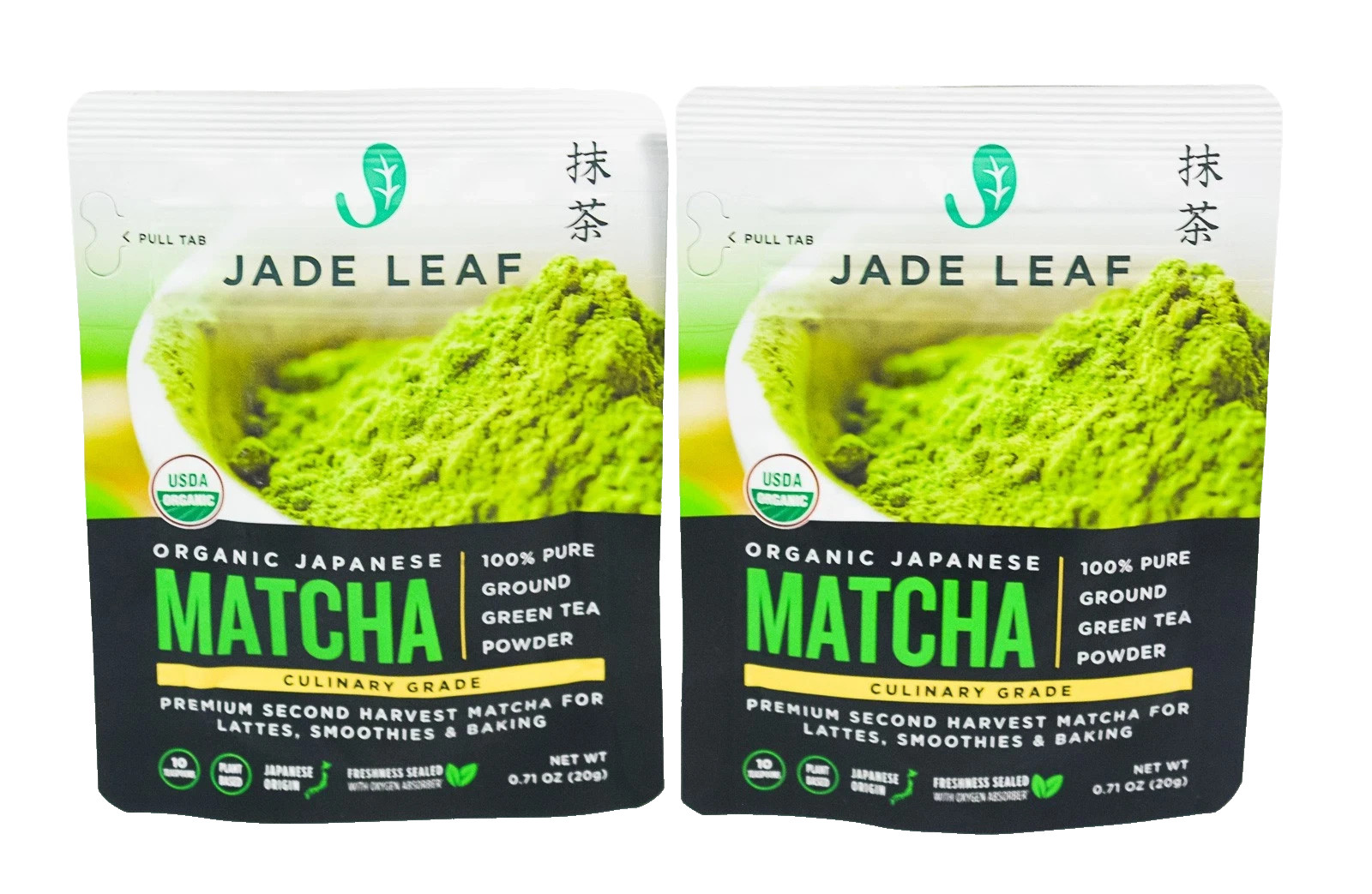 Lot of 2 Jade Leaf Organic MATCHA Culinary Grade .71oz Green Tea Powder 05/2028