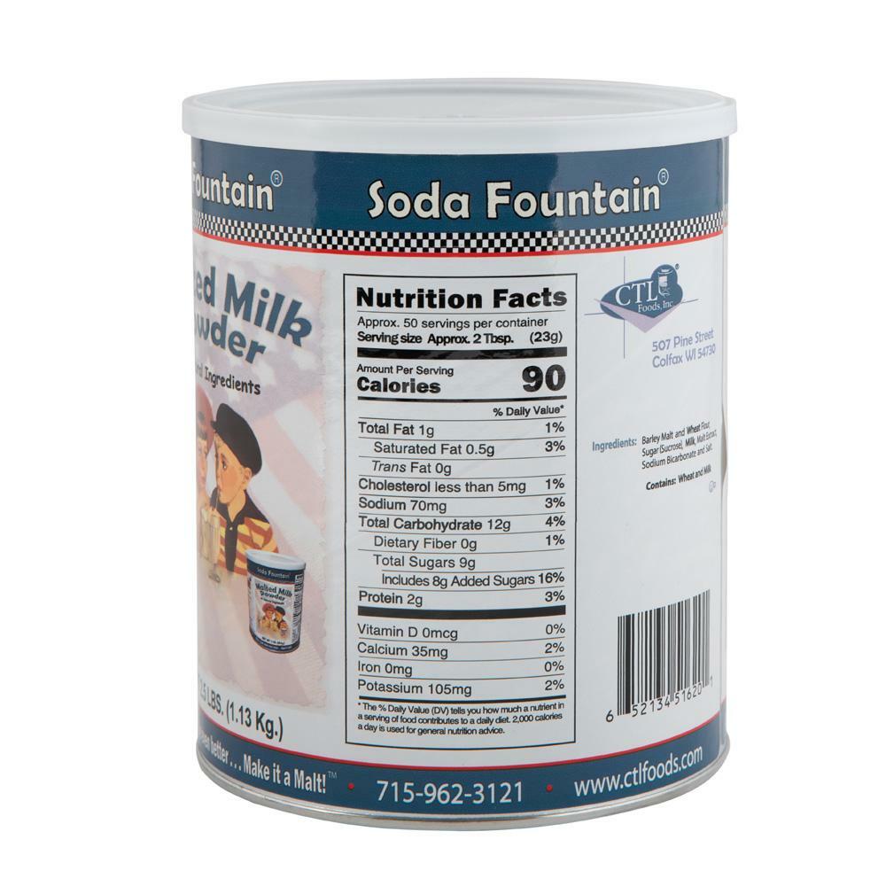 Soda Fountain Milkshake Malted Milk Powder – 2.5 lb Resealable Tub