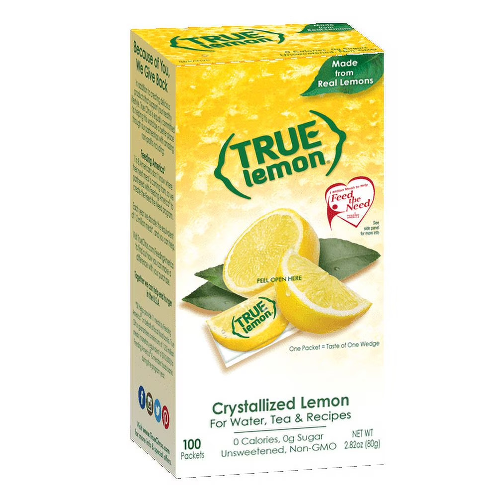 True Lemon Drink Mix Powder, 2.82 Oz, Lemon, 100 Packets (Pack of 1)