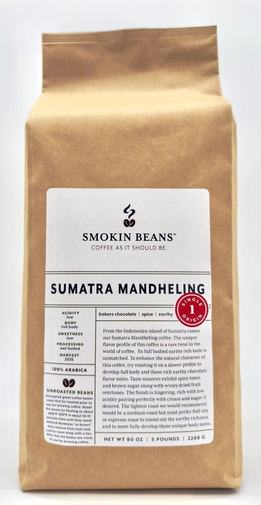 2lb/40lb – Sumatra – Specialty Grade – Premium Unroasted Green Coffee Beans