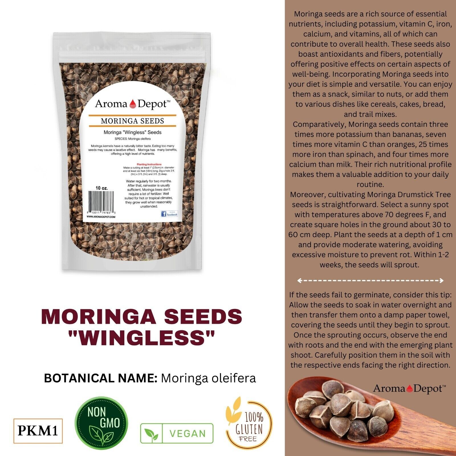 1lb Moringa oleifera Leaf Powder 100% Pure Natural Superfood Gluten Free