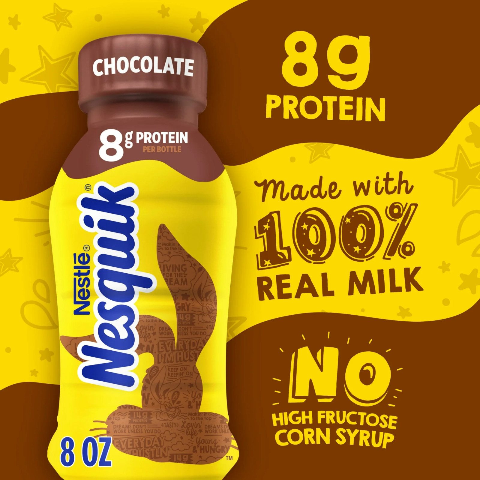 Nesquik Chocolate Milk, Ready to Drink, Low-fat Milk, 12 Bulk Pack, 8 fl oz Bott