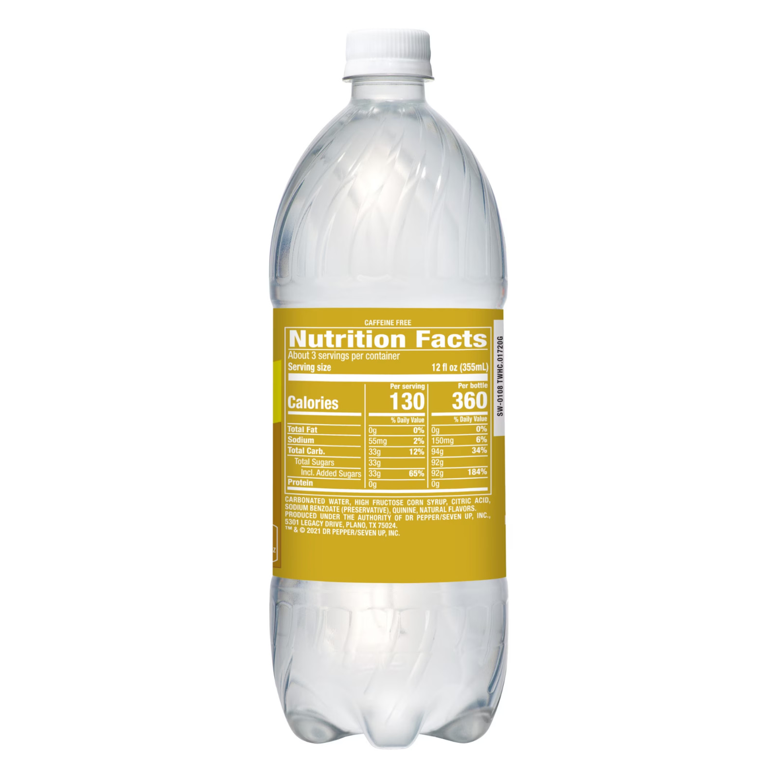 Schweppes Caffeine Free Tonic Water 1L Bottle, Zero Caffeine Mixer Drink 1 Liter