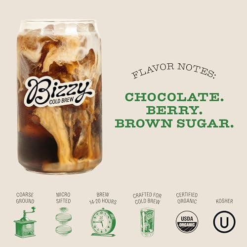 Bizzy Organic Cold Brew Coffee | Espresso Blend | Coarse Ground Coffee | Medi…
