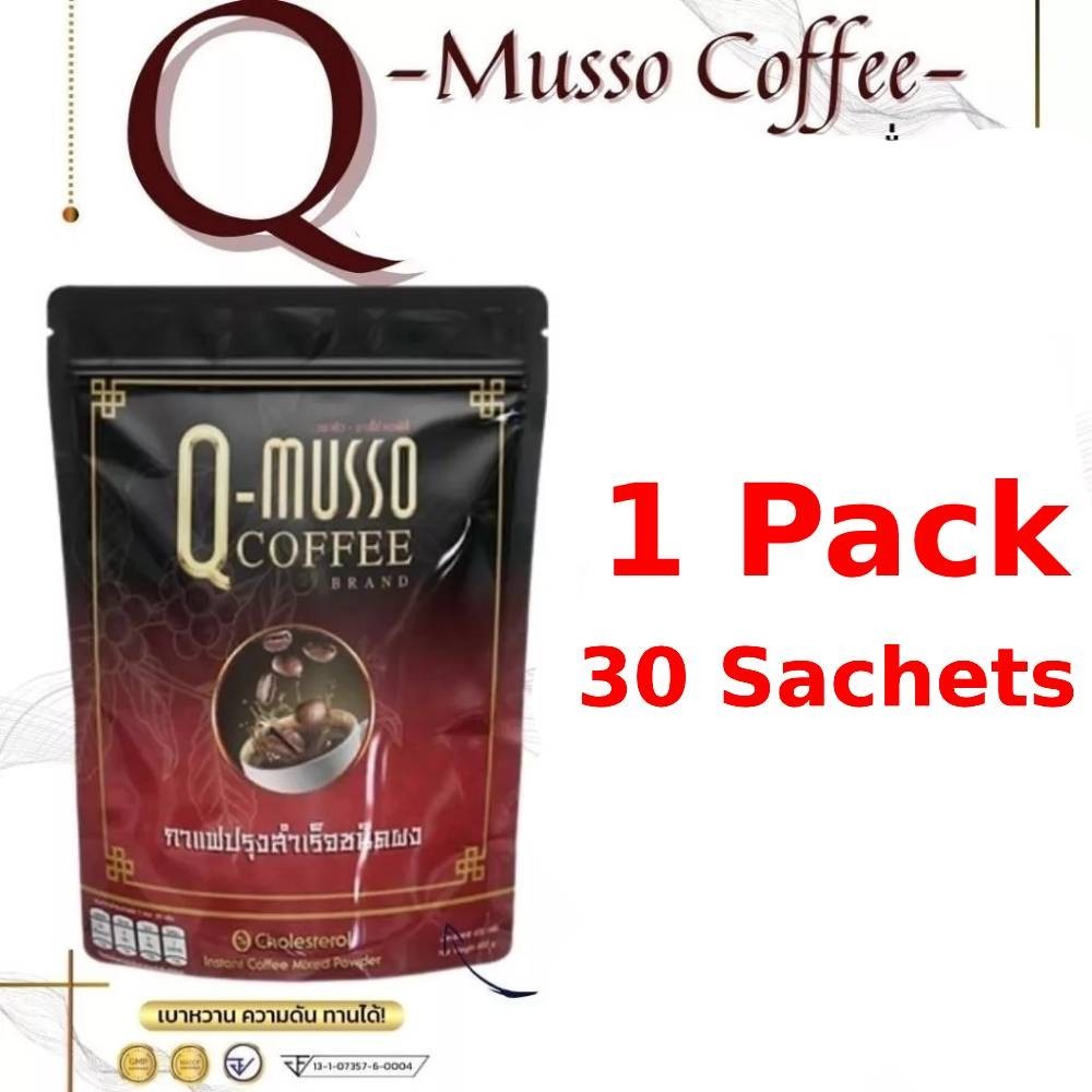 Q-musso Coffee Instant Mixed Powder 0% Cholesterol Healthy Thai Herbal 3 Packs