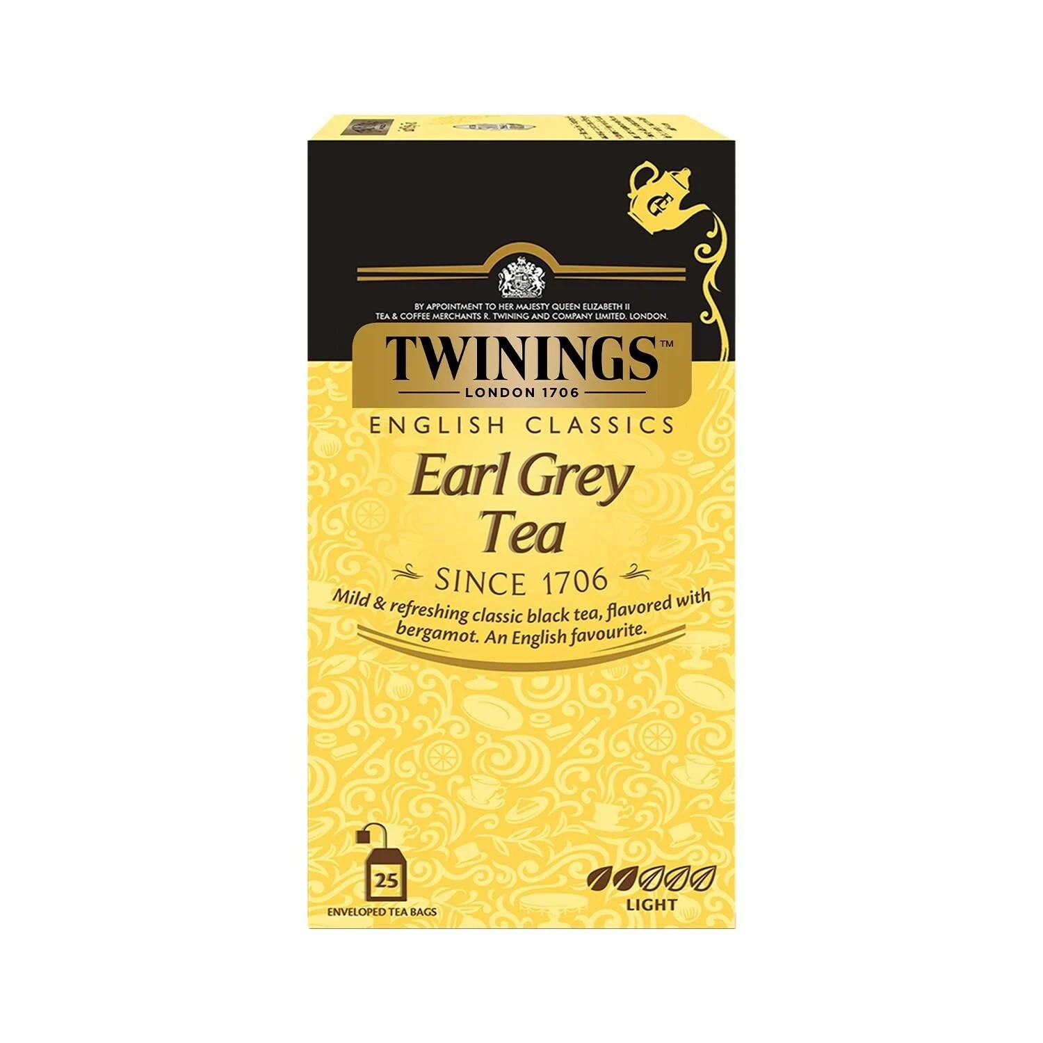 Twinings Earl Grey Tea 25 Teabags Premium English Classic Black Chai Flavor 50g