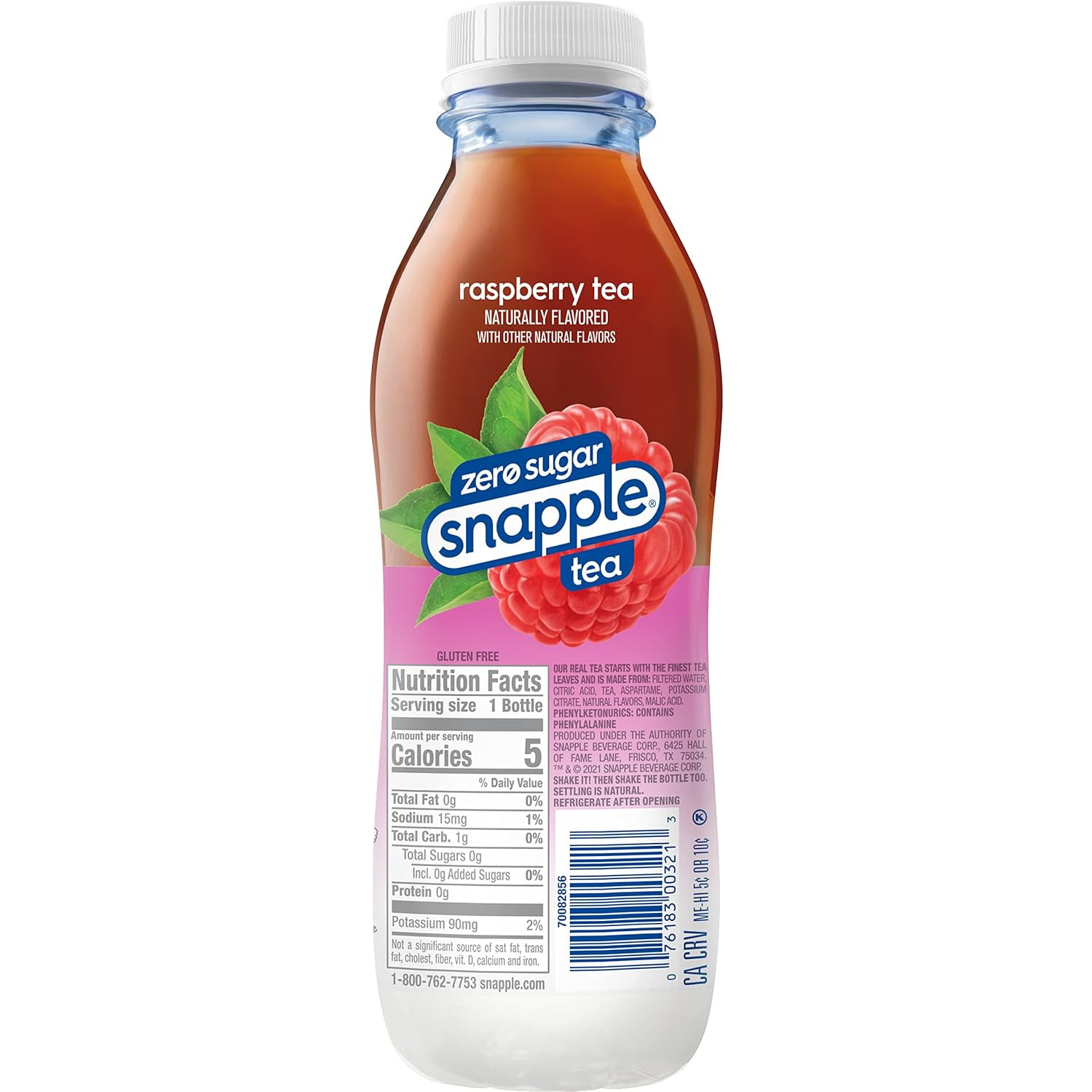 Zero Sugar Raspberry Tea, 16 Fl Oz Recycled Plastic Bottle, Pack of 12