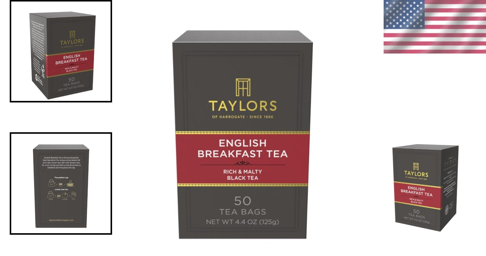 English Breakfast Tea – 50 Caffeinated Pillow Bags for Anytime Enjoyment