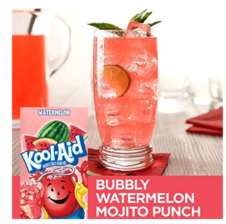 Kool Aid Watermelon Unsweetened Drink Mix Caffeine 48 unit