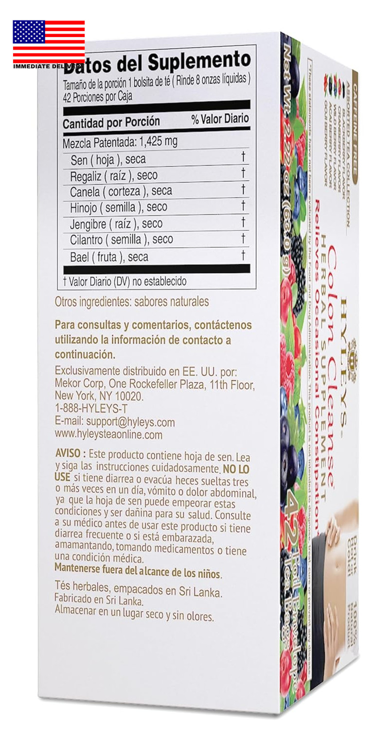 Colon Cleanse Tea, Assorted, 42 Individually Wrapped Herbal Tea Bags | Herbal De