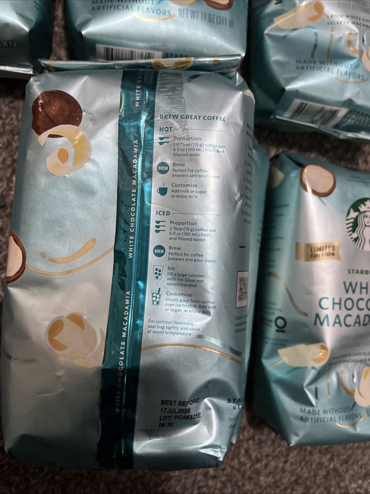6 BAG Starbucks White Chocolate Macadamia Nut Ground Coffee 11oz Limited Ed LOT