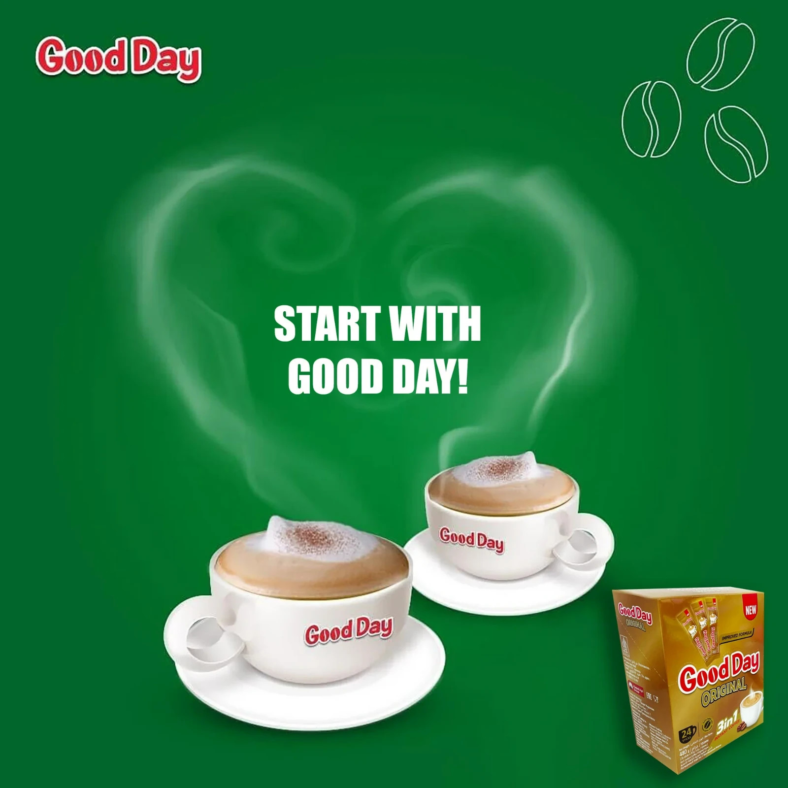 Good Day Original 3-in-1 Instant Coffee-24 Sticks – Rich & Smooth Coffee Anytime
