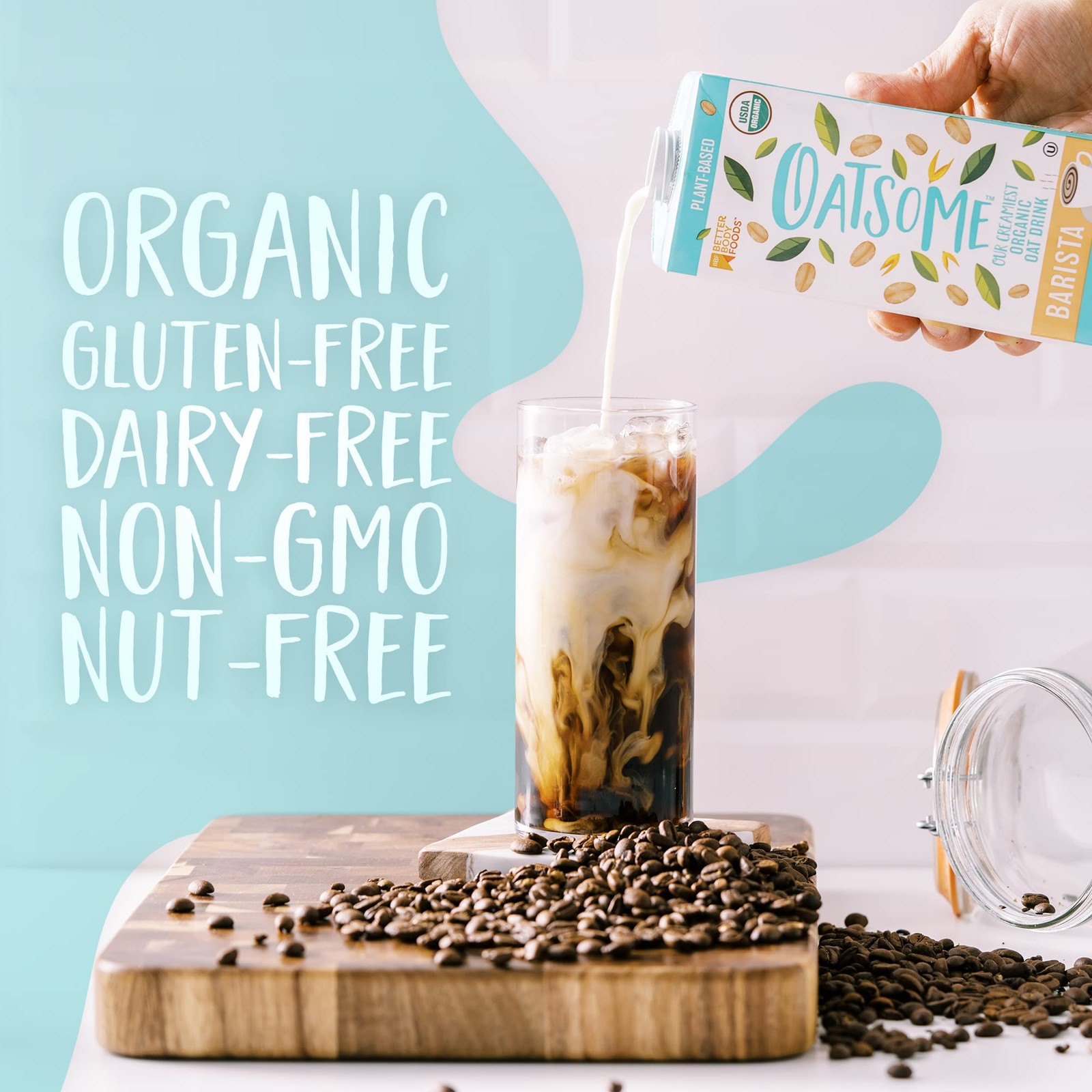 Organic Oat Milk Barista Blend 33.8 Fl Oz 6 Pack Gluten Free Dairy Free Vegan