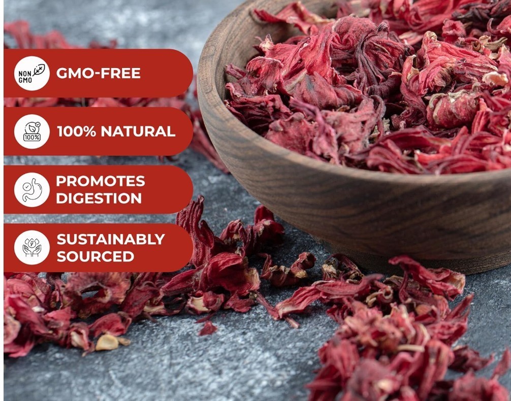 Hibiscus -Dried Whole Hibiscus Flowers, Flor de Jamaica, Sorrel Flower – 1 lb.