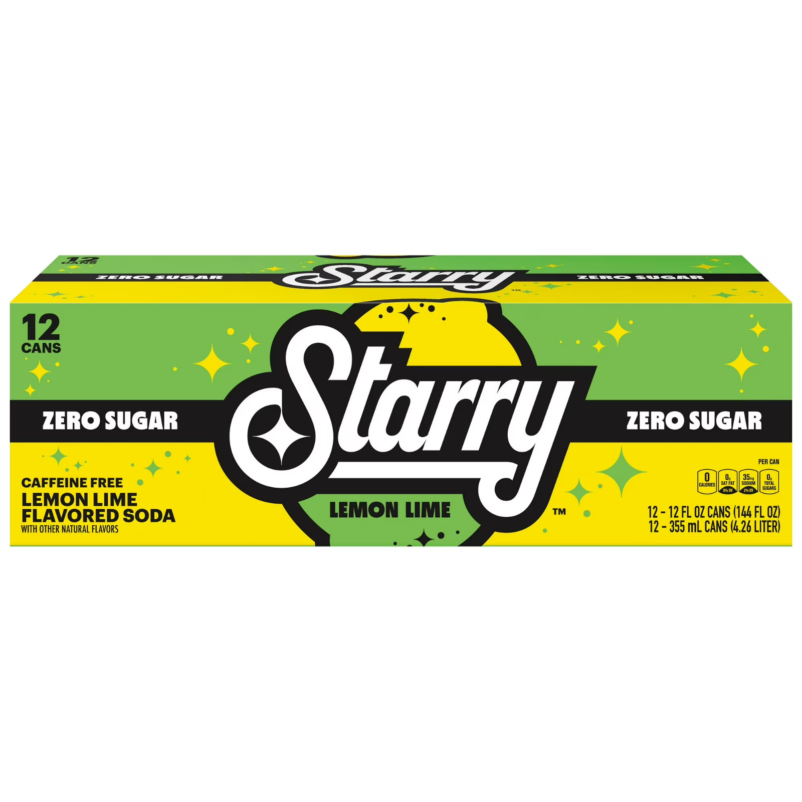 Starry Zero Sugar Lemon Lime soda Pop 12 fl oz 12 Pack cans…