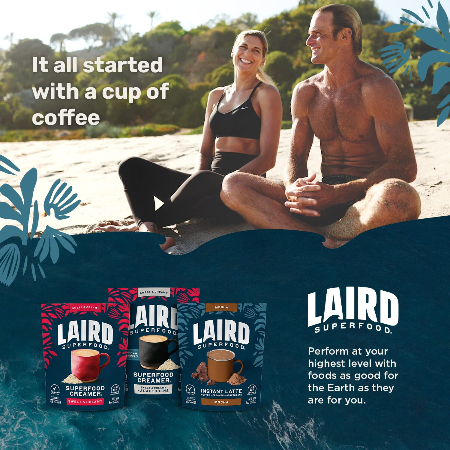 Laird Superfood Non Dairy Coffee Creamer Powder 16Oz Plant Based Vegan Keto