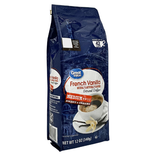 Great Value French Vanilla Medium Roast Ground Coffee, 12 oz Bag….