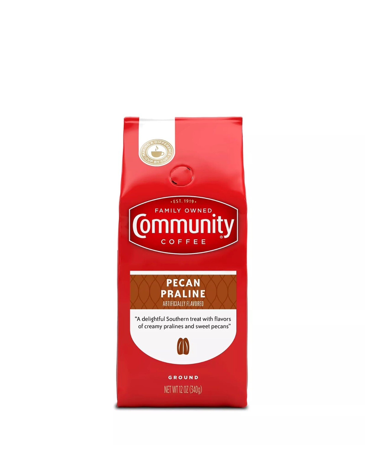 Pecan Praline Flavored 12 Ounces, Medium Roast Ground Coffee X 2 Bags NEW