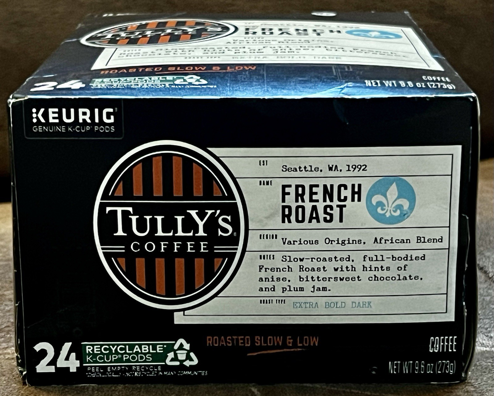TULLY’S COFFEE FRENCH ROAST Box of 24 Coffee K-Cup Pods best by 01 Jan 2027 l👀k