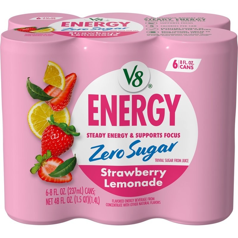 V8 +Energy Diet strawberry Lemonade Juice Energy Drink 8 fl oz can (6 Pack)….