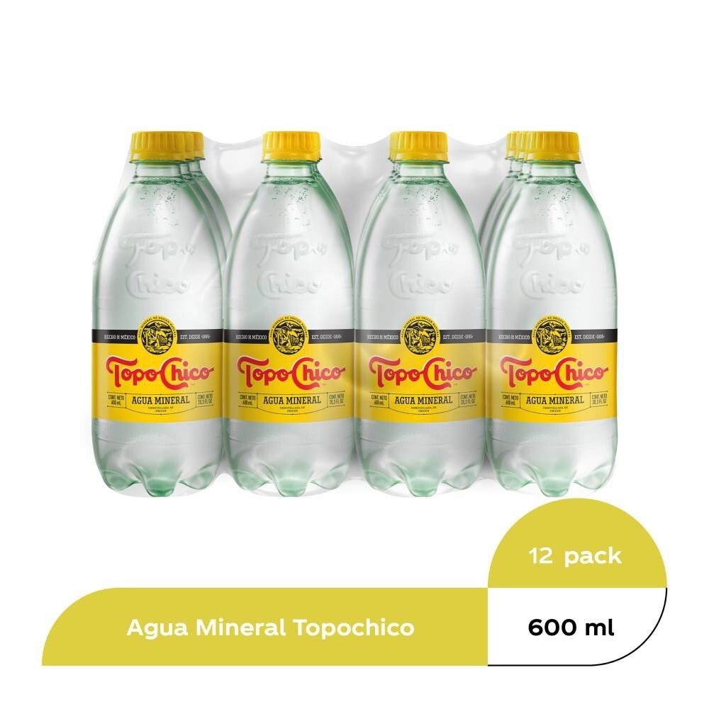 Topo Chico SHIPPING Sparkling Mineral Water, 600 ml (Pack of 12)
