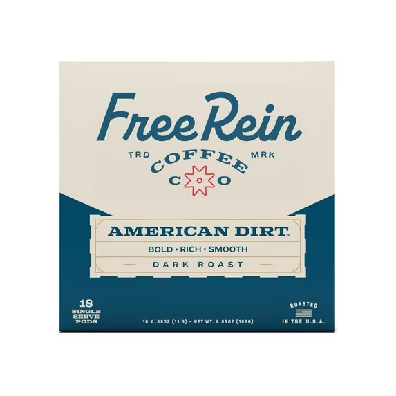 Free Rein Coffee Company, American Dirt Dark Roast Coffee K-Cup Pods, 18 Count