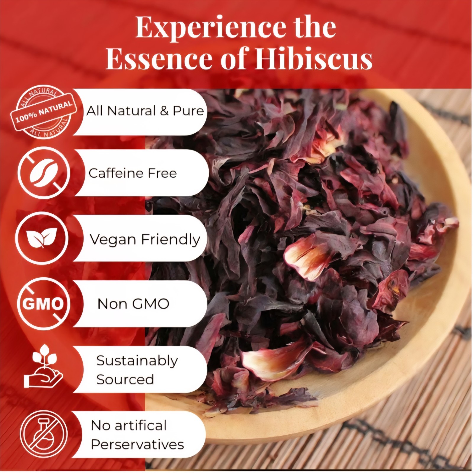 1 lb 100% Premium Dried Hibiscus Flowers/ 1 lb 100% calidad Flor Jamaica Seca