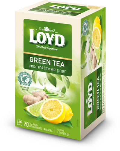 4 LOYD Lemon Lime & Ginger Flavored Green Tea Boxes (80 servings total)