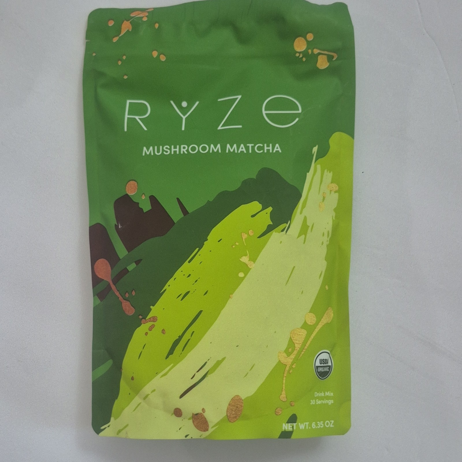 RYZE Mushroom Matcha Organic Vegan Drink Mix 30 Servings 6.35 oz USDA