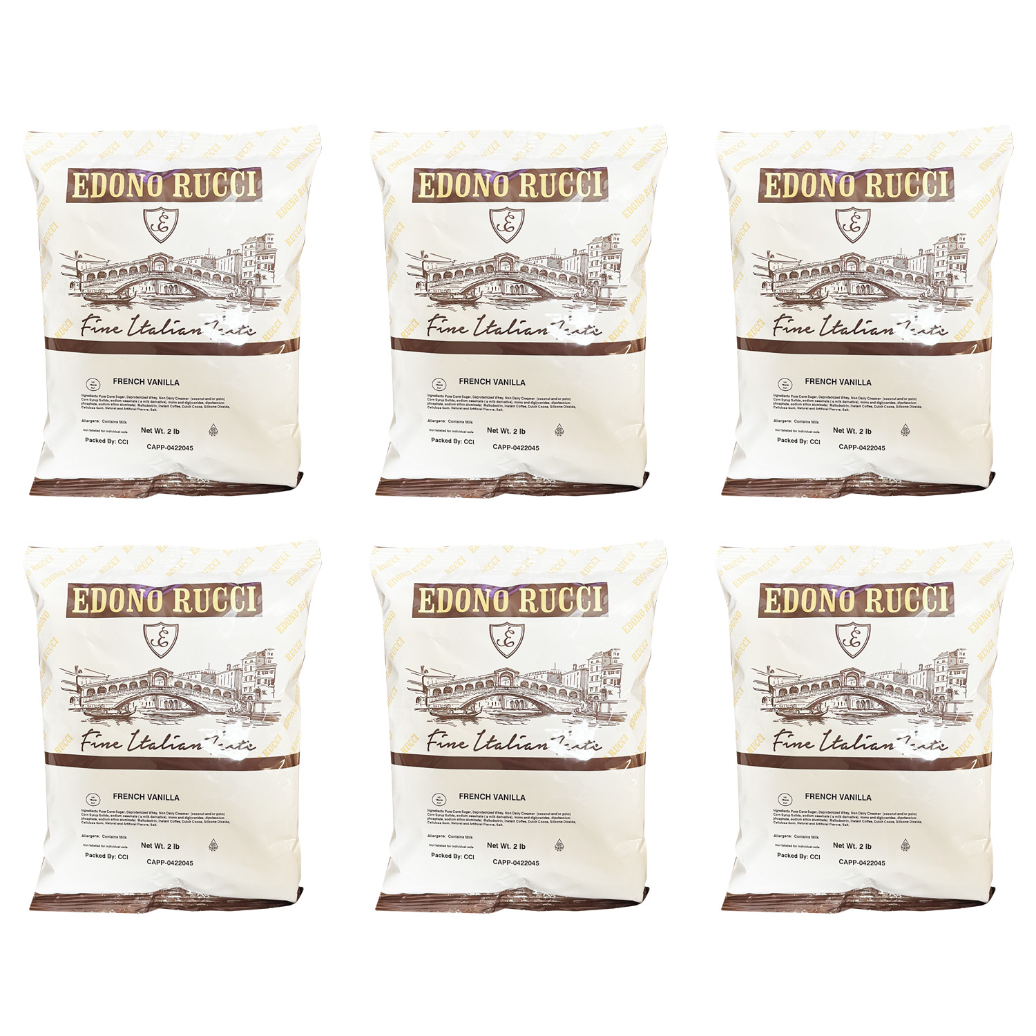 Edono Rucci Powdered Cappuccino Mix, French Vanilla, 6/2 lb bags