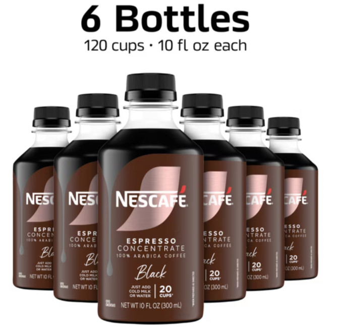 6x Nescafe Espresso Concentrate 10 oz 6 Pack – 100% Arabica Black Coffee Ex 9/26