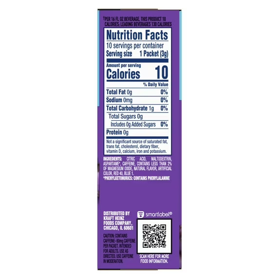 Crystal Light on the Go Grape with Caffeine Drink Mix Packets 3 Pack