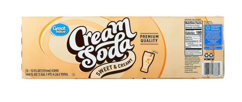Great Value Cream Soda Pop, 12 fl oz, 12 Pack Cans