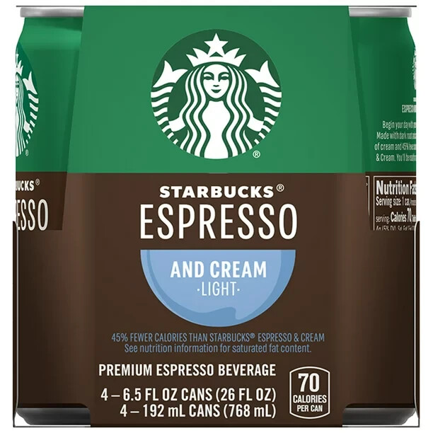 Starbucks Ready to Drink Coffee, Espresso & Cream Light , 6.5oz Cans 12 Pack