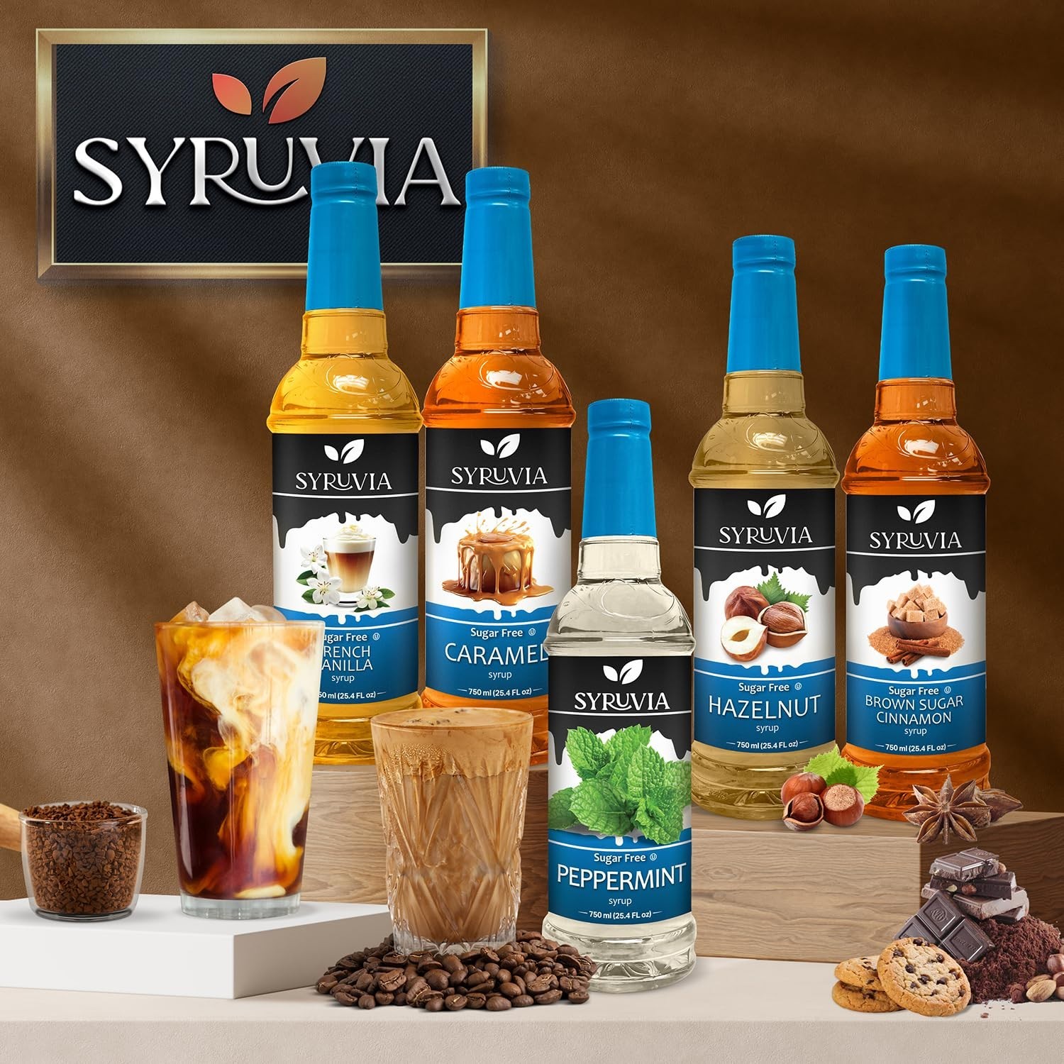 Syruvia Sugar Free Lavender Syrup 25.4 fl oz, for Coffee, Desserts, & More