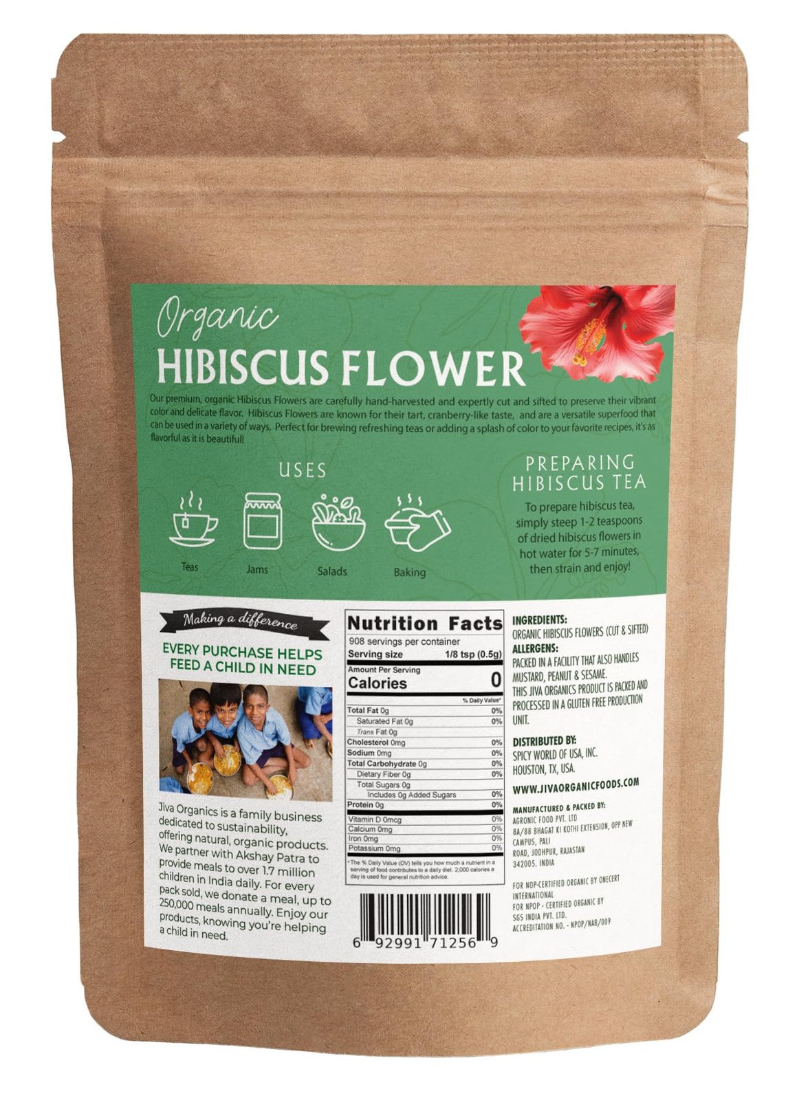 Organic Hibiscus Flowers 1 LB Bulk – 100% Pure, Cut & Sifted, Gluten Free,…