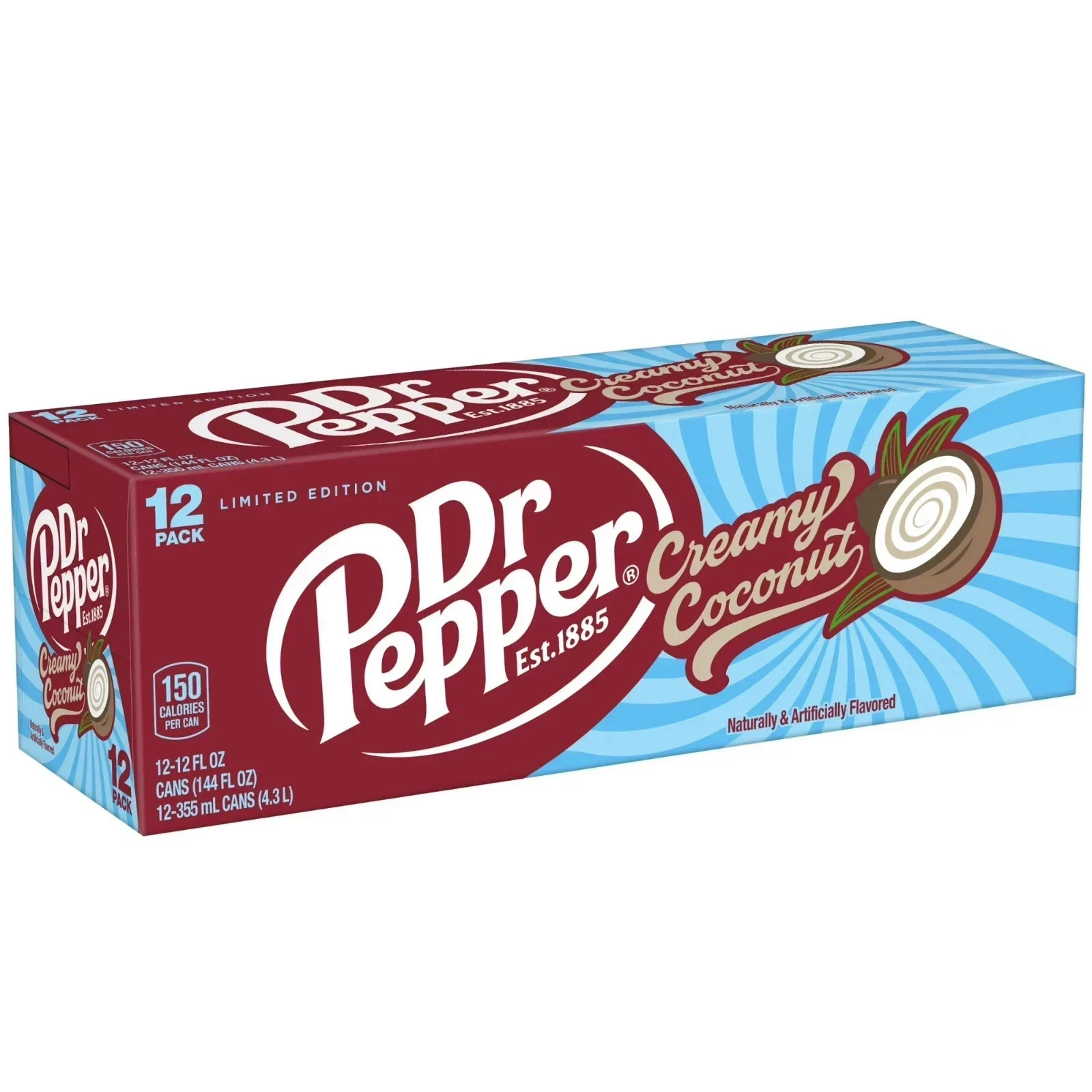 Share Dr Pepper Creamy Coconut Soda Pop, 12 Fl Oz, 12 Pack Cans Free Shipping