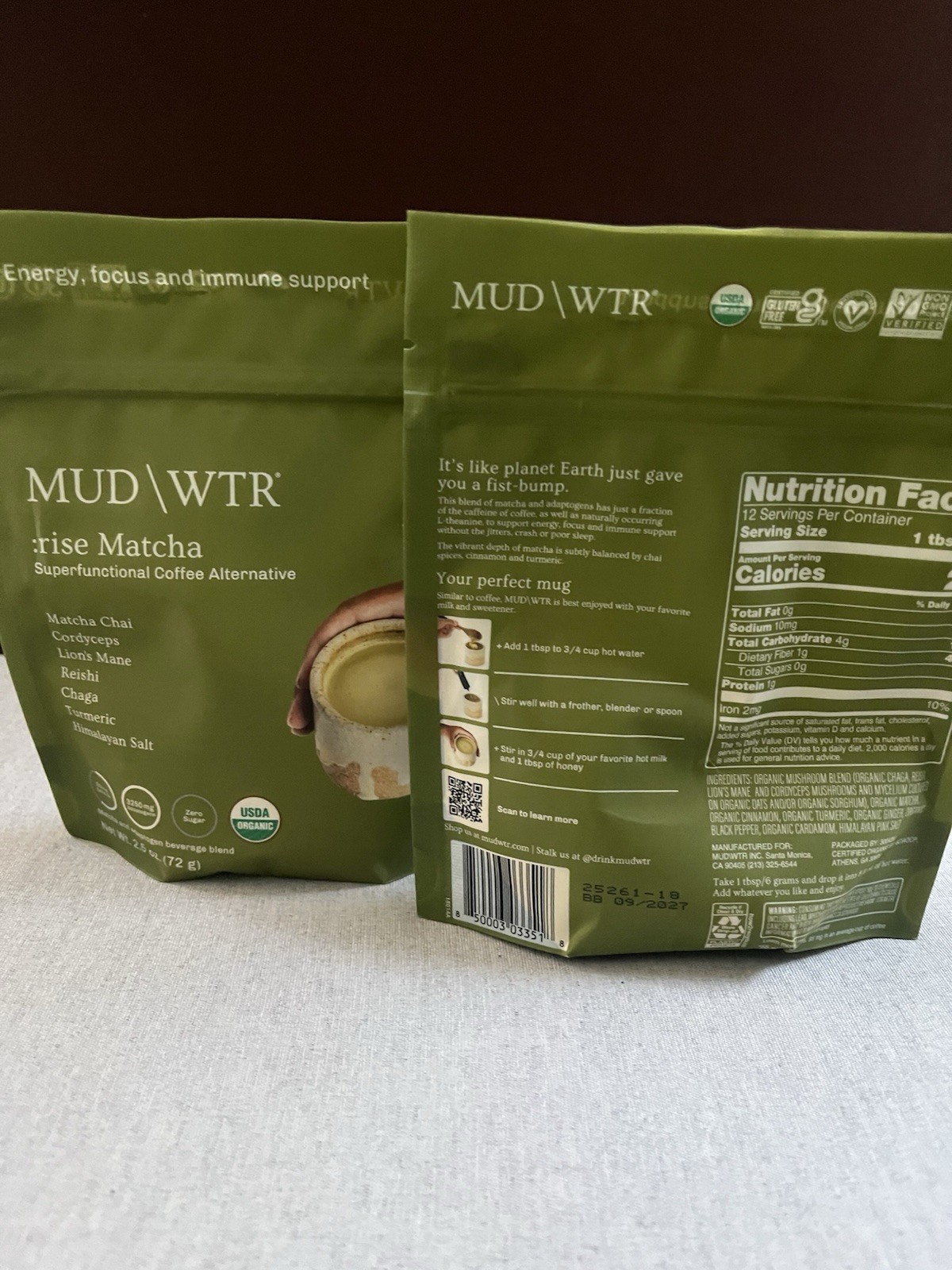 (2) MUD WTR: RISE MATCHA Organic – 2.5oz EXP 2028