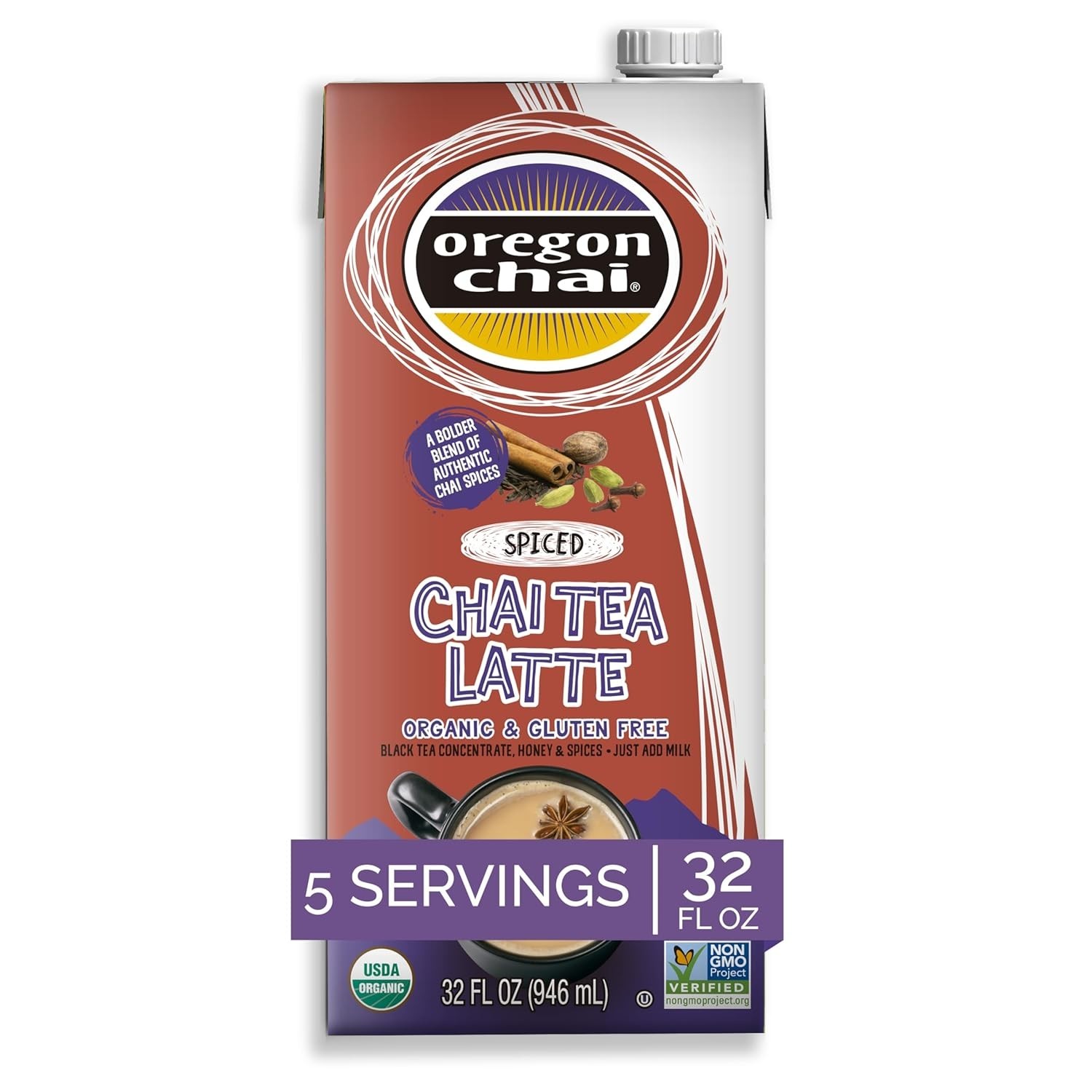 Versatile Organic Chai Latte Concentrate – 32 Fl Oz, Dairy Free & Gluten Free