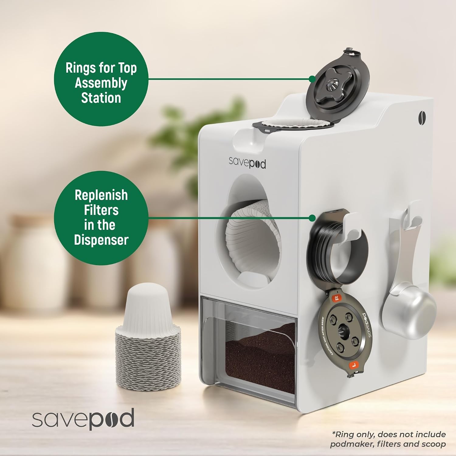 SavePod Universal Ring for Reusable Coffee Pods, 1 Pack, Black | Compatible with